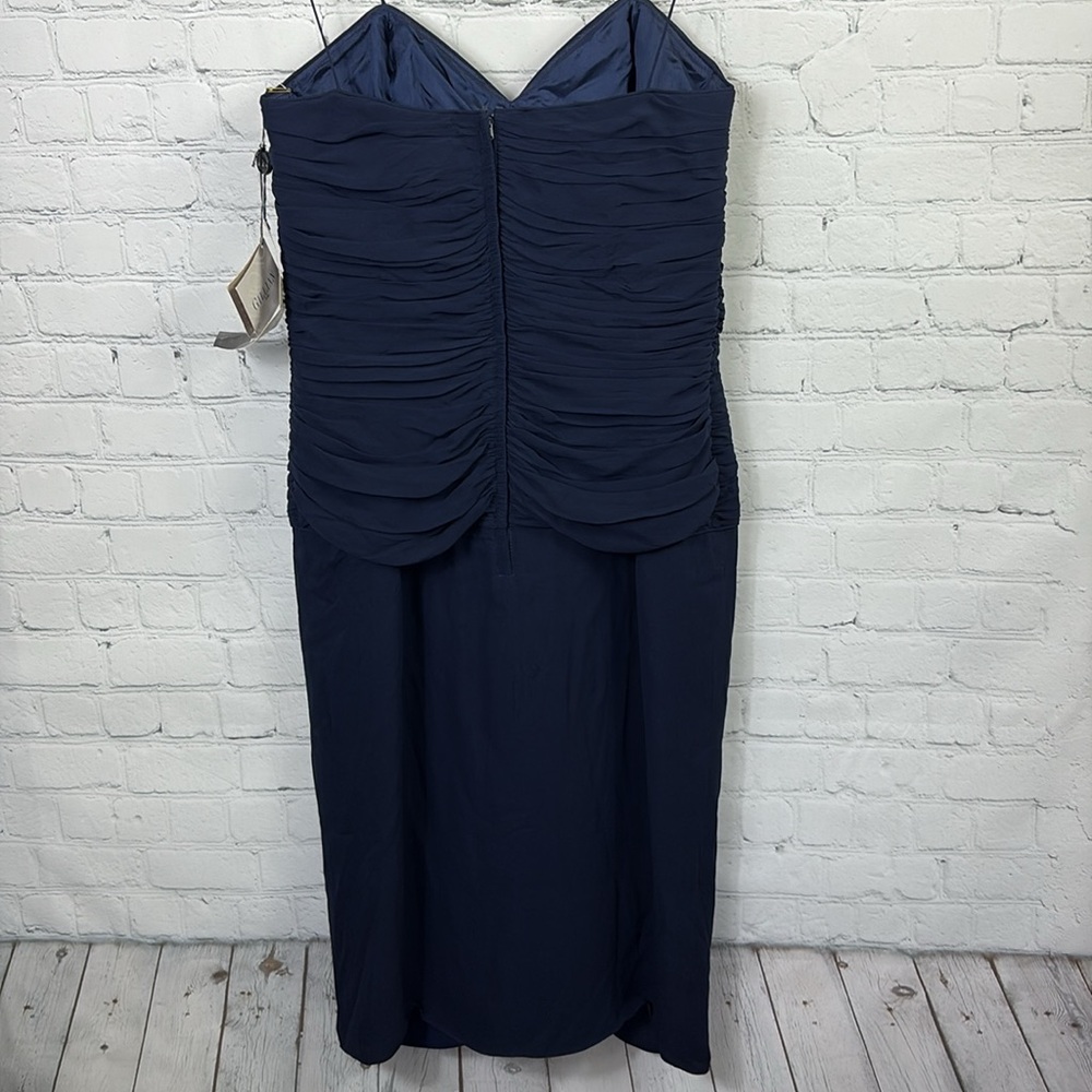 ST. GILLIAN Vintage Silk Spaghetti Strap Navy Cocktail Party Dress size 10 - Picture 2 of 9